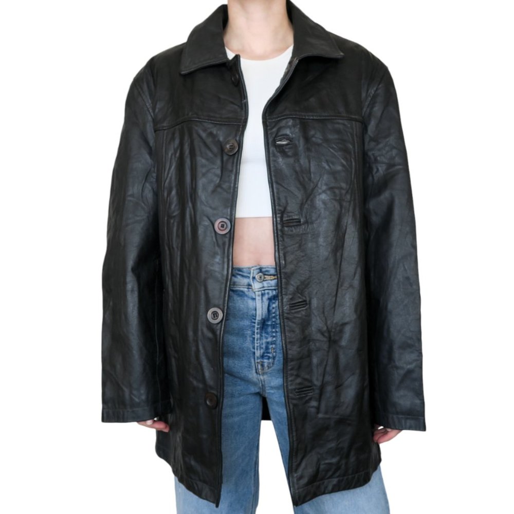 Vintage 90s BurryLane Black Leather Blazer Jacket